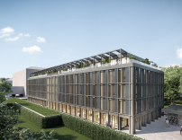 Das Europäische Patentamt wird zum CO2-neutralen Gebäude mit Holzfassade. © ATP/ZOOMVPg